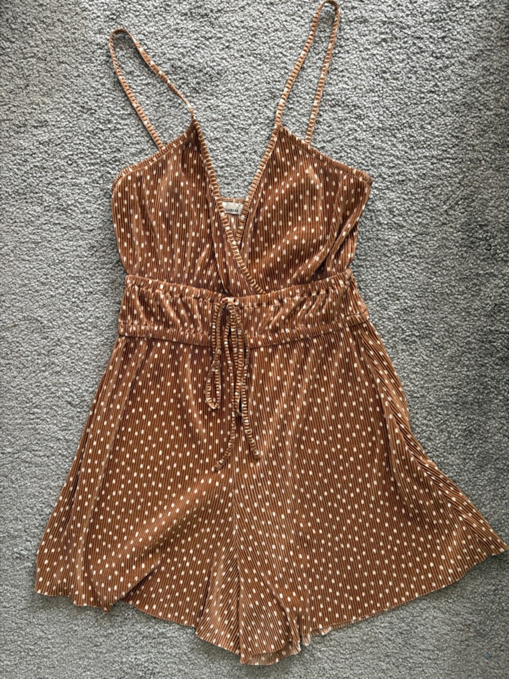 ASOS Pull&Bear Rust Brown Polka Dot Spaghetti Strap Romper. Size Small